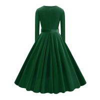 Elegante Vestido de Olla Swing de Longitud Media de Invierno Estilo Retro con Cuello en V - details 18