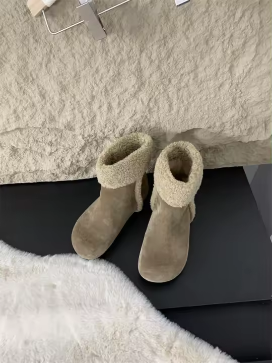 Nuevas botas térmicas de nieve térmica de lana de cordero - 1
