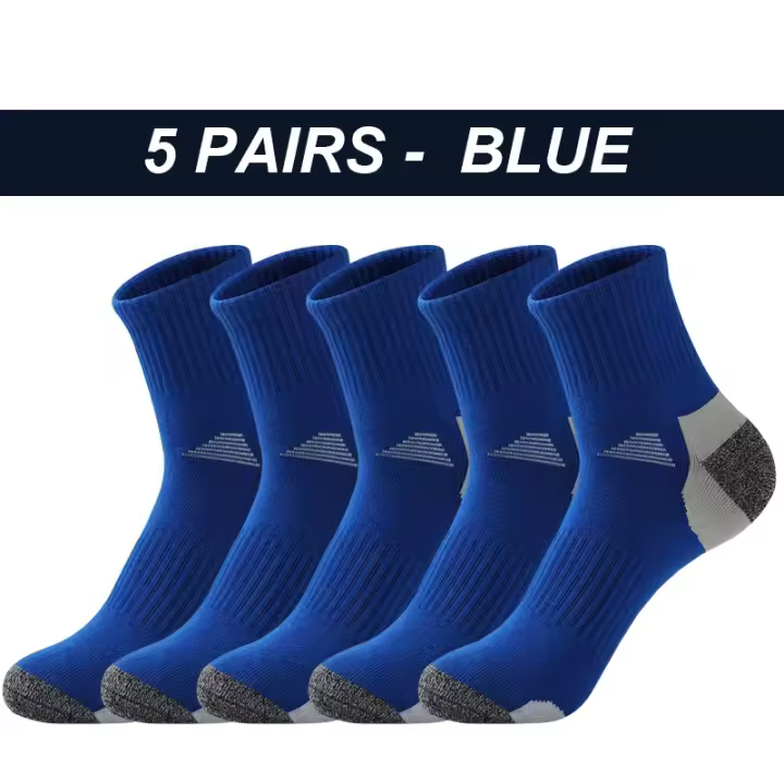 MOV-Calcetines deportivos de algodón peinado para hombre, calcetín transpirable, antideslizante, cómodo, para baloncesto, correr, 5 pares - 1