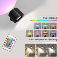 Lámpara de pared Led temporizable en 12 colores, control remoto táctil, recarga USB, luz nocturna portátil inalámbrica giratoria, lámpara de lectura para mesita de noche y dormitorio - details 10