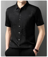 Camisa holgada informal y versátil, manga corta fina, estampado de seda de hielo, novedad de verano - details 3
