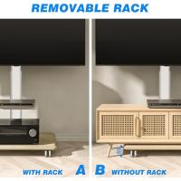 Soporte de Televisión Móvil con Ruedas Soporte de Almacenamiento de TV de Madera Blanca Alto con Elevación +/-30° Para TV de 26-65 Pulgadas Max 35 KG Estante de Almacenamiento de Media y TV - details 4
