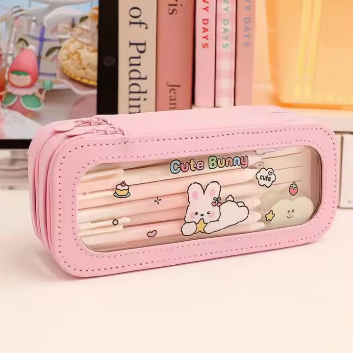 Bolsa de Lápices Estética Transparente Gran Capacidad con Panda Atractivo - 1