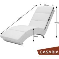 Chaise Longue Tumbona XXL London 186x89x55cm Sillón Ergonómico de Salón Oficina 180Kg Cuero Sintético Blanco - details 2
