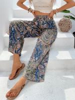 Pantalones de Verano Versátiles de Impresión Khaki Cintura Elástica, Legua Ancha, Comodidad Casual - details 2