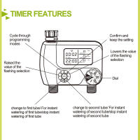 Temporizador de manguera digital programable, sistema de riego automático con batería, controlador de irrigación con 2 salidas - details 2