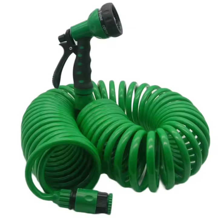 Manguera de Agua Limpia en Espiral Flexible con Boquilla de pulverización para el hogar, lavado de coches, Jardín - 1