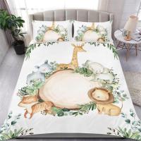 Juego de Ropa de Cama con Elefante y Flores para Bebé Animal de Dibujos Animados Lindo Cubierta de Edredón de Giraffe para Niñas y Niños - details 4