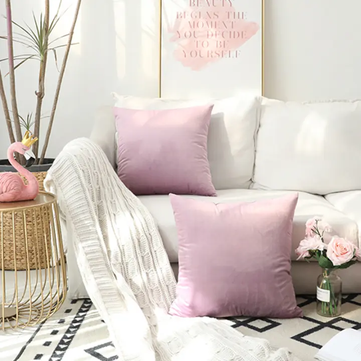 2 uds., 4 Uds. Funda de almohada morada clara, decoración del hogar, terciopelo para dormitorio, sala de estar nórdica - 1
