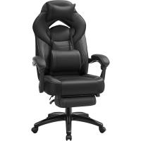 Silla de Oficina con reposapiés telescópico - Reposacabezas Ajustable - Soporte Lumbar - Carga máxima 150 kg - Negro - details 1