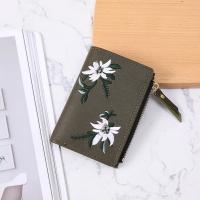 Cartera corta coreana para estudiantes, billetera de cuero PU con cremallera, flores bordadas, Mini bolso para mujer - details 0