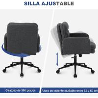 Silla Oficina de Respaldo Alto, Cómoda Silla Tocador con Altura Ajustable, Sillas Ordenador para Hogar y Dormitorio, Crema - details 22
