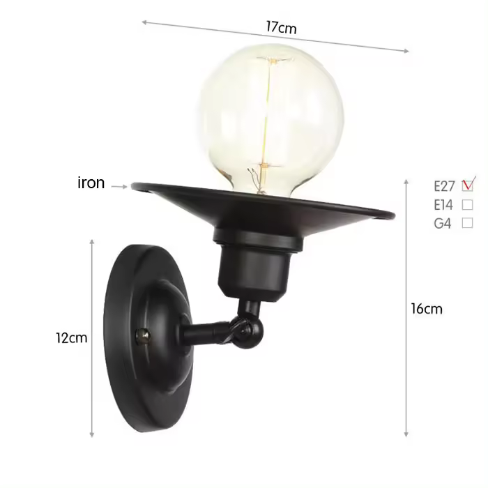 Lámpara de pared industrial vintage, candelabros de estilo europeo simple, comedor, dormitorio, pasillo - 1