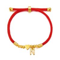 Pulsera de Corazón Inicial A-Z de Acero Inoxidable Color Oro Joyería de Encanto de Cuerda Ajustable de Rojo de la Suerte para Mujeres Regalo de Joyería - details 17