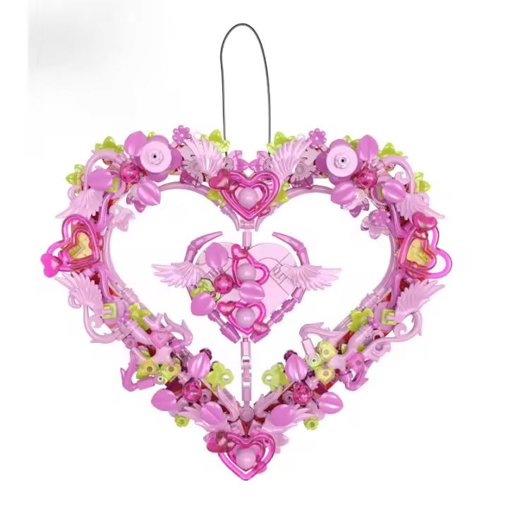 Kit de juguetes de construcción de adornos de corazón, arreglo de flores artificiales en forma de corazón, gran regalo para los seres queridos, actividad única de artes y manualidades para niños, niñas y niños de 9 años en adelante - 1
