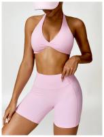Pantalones cortos de Yoga sin costuras para mujer, mallas deportivas de LICRA de cintura alta, suaves, para gimnasio y entrenamiento - details 2