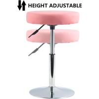 barbero Redondo Cuero PU Sala Consulta Sala Estar Barra Cocina Multifuncional Ajustable en Altura sin Respaldo Rosa - details 4