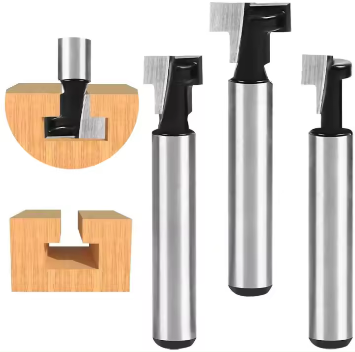 Cortador de Madera de T-Slot de 8mm Herramienta de Carpintería de 3 Piezas para Herramientas Eléctricas - 1