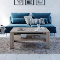 Mesa de sofá con estante, mesa de centro, mesa central, madera ecológica, diseño moderno, medidas: 100 x 60 cm - details 10