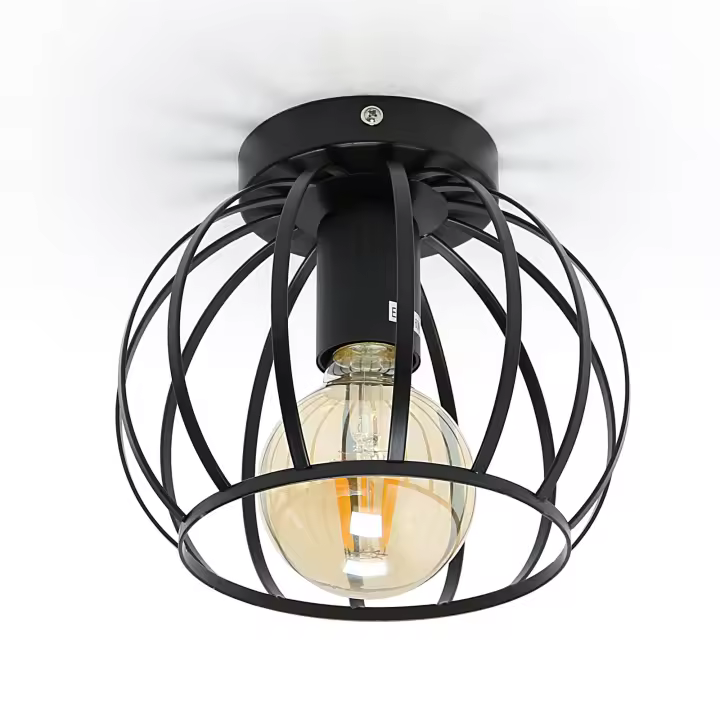 Plafón de Techo Metal Industrial GOECO, E27 Sin Bombilla, Iluminación Interior para Corredor, Comedor, 19*19*16 CM - 1