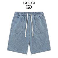 2025 top-tier trendy brand best-selling washed denim fabric, summer jacquard drawstring European-style men's shorts, boyfriend-style loose and versatile casual five-pocket pants - details 4