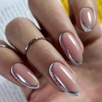 Juego De 24 Uñas Postizas En Arco Iris Y Gradient Long Pointed Acrílicas Removibles Estilo Francés Cobertura Total Para Fiesta - details 5