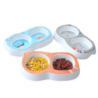 Cuencos dobles de plástico multiusos para alimentación de mascotas, dispensador portátil de dibujos animados para gatos, antideslizante, bonito alimentador de agua para mascotas - details 4
