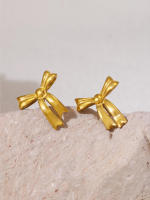 Prevenir La Alergia de Arce inoxidable de 18 Quilates Chapado Charm Joyería 2025 Estilo Caliente impermeable de oro Bowknot Bow nude Stud Pendientes - details 18