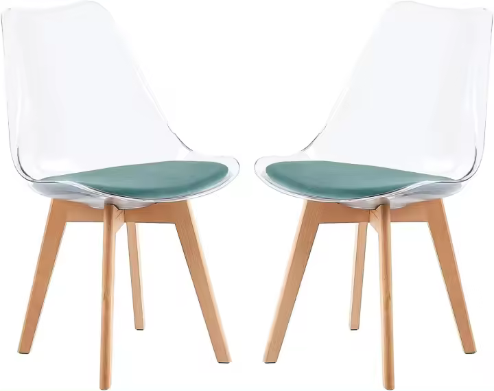 Conjunto de Silla de Comedor Nórdica de Madera Sólida Fácil de Limpiar, Comodable para Sentar con Cojín y Piernas - 1