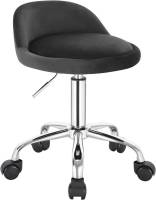 Taburete de oficina de terciopelo con ruedas, taburete giratorio, altura del asiento ajustable, altura 43-54,5 cm - details 0