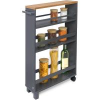 Carrito Auxiliar con Ruedas Hylla Mueble Auxiliar para Almacenamiento Verdulero o Mesa Auxiliar con 2 Ruedas, 2 Piernas, 3 Compartimentos y Superficie - details 1