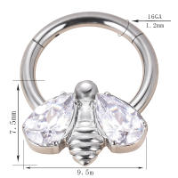 ASTM-pendientes Piercing F136 de abeja de titanio con bisel, aro de segmento de CZ, segmento con bisagras, para nariz, Tragus, hélice, Labret - details 2