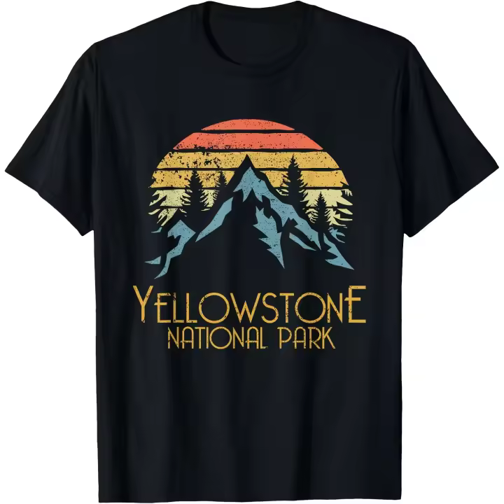 Camiseta Vintage Retro del Parque Nacional Yellowstone WY, camiseta para hombre - 1
