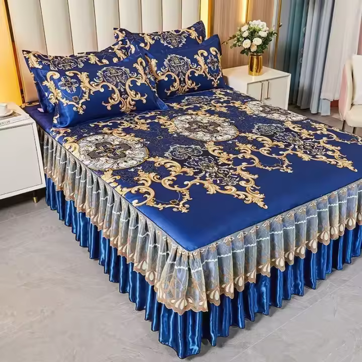 Funda de cama Classic Blue 2/3 Washa Ink con banda elástica - 1