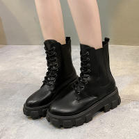 Nuevas botas cortas negras de moda geniales de moda botas de mujer de tacón grueso de suela gruesa - details 24