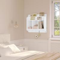 Estantería de Pared para Niños Librería Flotante con 3 Compartimentos y 4 Ganchos de Pomo Blanco - details 4