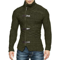 Suéter de cuello alto para hombre, chaqueta de punto de manga larga con botones, ropa de talla grande, otoño e invierno, 2024 - details 5