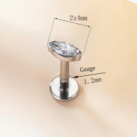 Piercing G23 de titanio para labio y Oreja, G23, labret, cartílago de la oreja, Tragus Helix, tornillo, ajuste superior, 16g, gótico, snug, joyería corporal, 1 ud. - details 1