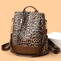 2025 nueva tendencia de moda mochila con estampado de leopardo simple mochila antirrobo de gran capacidad de viaje versátil informal para mujer - details 2