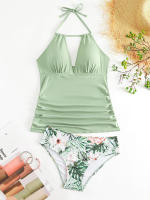 Bikini Tankini con cuello en V y espalda descubierta para mujer, traje de baño Sexy con cordones y cuello Halter, novedad - details 17