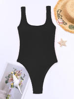 Bañador Sexy de una pieza para mujer, traje de baño femenino de realce sólido con Tanga, ropa de baño brasileña, novedad de 2022 - details 13
