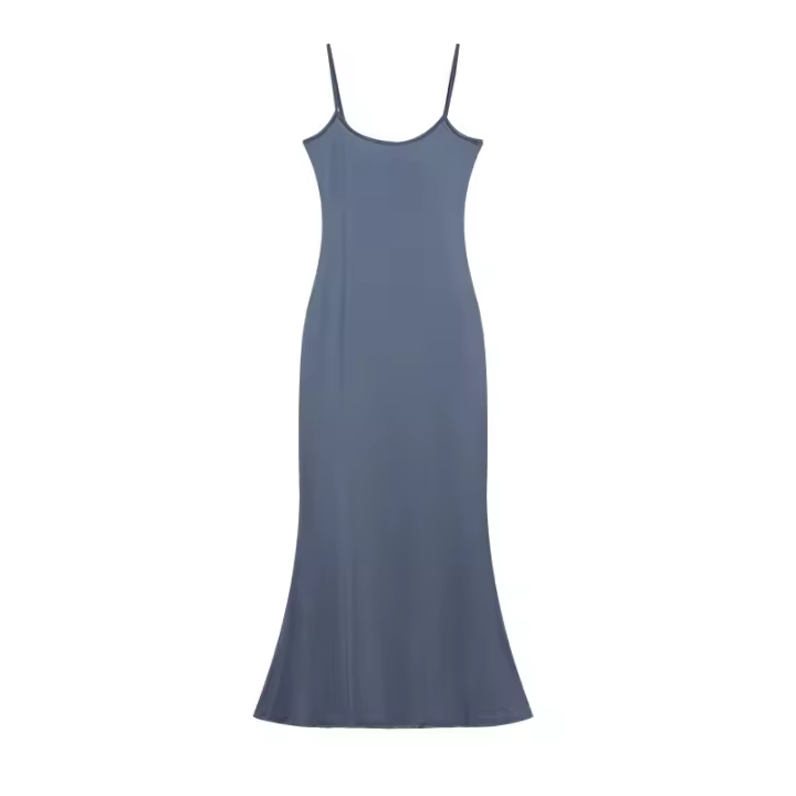 Vestido largo negro sexy con tirantes finos para mujer, sin mangas, ceñido al cuerpo, vestidos sólidos - 1