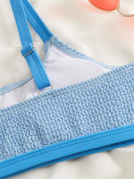 Conjunto de Bikini de cintura alta para mujer, traje de baño de color naranja liso, bañador de playa, Verano - details 24