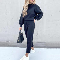 Conjunto de sudadera informal con cuello alto y pantalones pitillo para mujer, ropa deportiva femenina para Otoño e Invierno - details 11