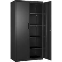 Armario de Garaje de 5 Estantes con 2 Puertas, Armario de Oficina, 40 x 80 x 180 cm, 1 Cerradura, Estantes Ajustables, Gabinete de Metal, Gris Mate OMC015G01 - details 9
