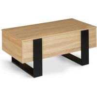 Mesa baja rectangular de madera y negro - details 4