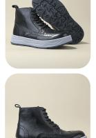 Versión coreana de zapatos de cuero genuino para hombre de caña alta con grabados de estilo británico - details 8