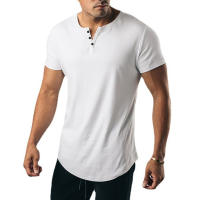 Camiseta de Fitness de Verano para Hombres Moda de Algodón Plano para Entrenar en Gimnasio - details 3