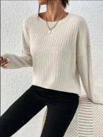 Suéter de Manga Larga para Mujer Jersey Informal, Suelto, Rayas Verticales, Color Sólido, Cuello Redondo - details 13