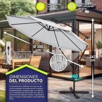Paraguas de aluminio con manivela 300/350 cm de diámetro Protección UV Impermeable para mercado - details 13